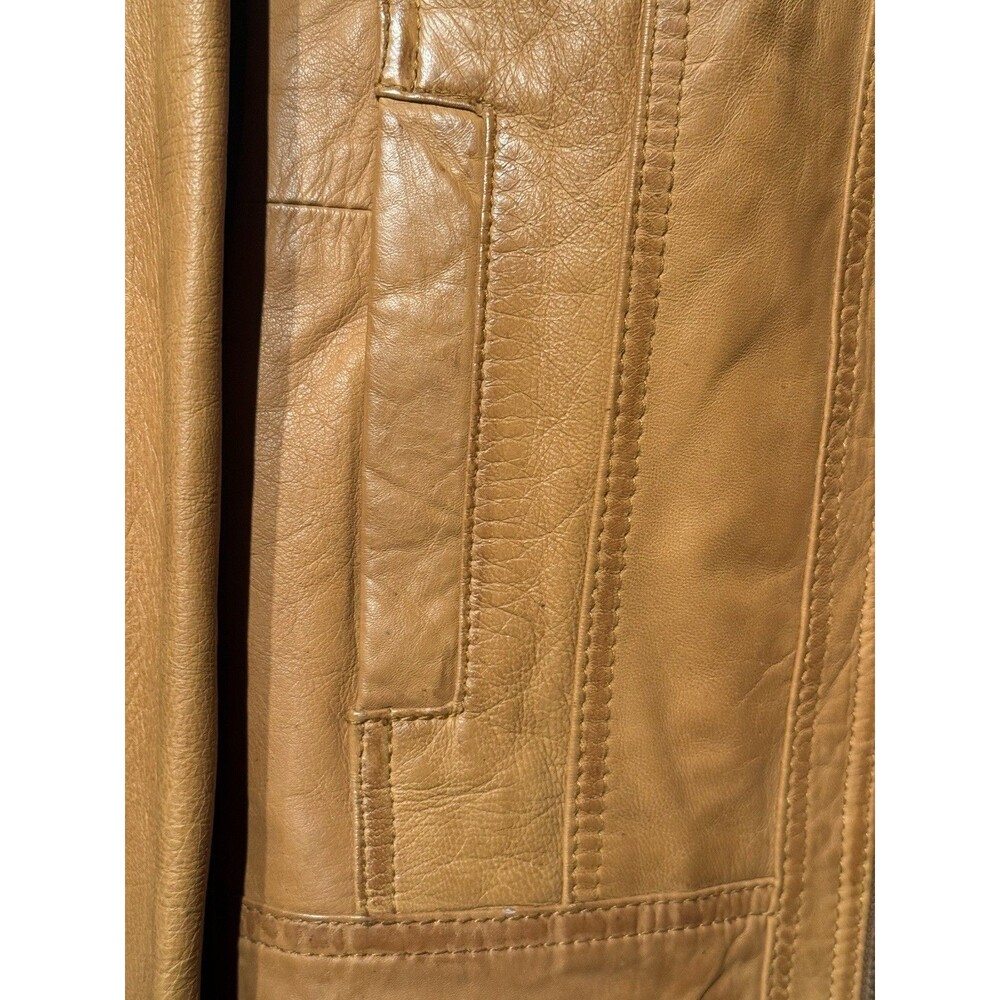 RARE-Black Rivet Wilson Leather Moto Jacket Y2K M Cognac Brown Genuine Biker - Picture 5 of 16